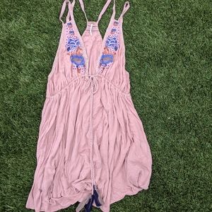 fp embroidered pink sundress